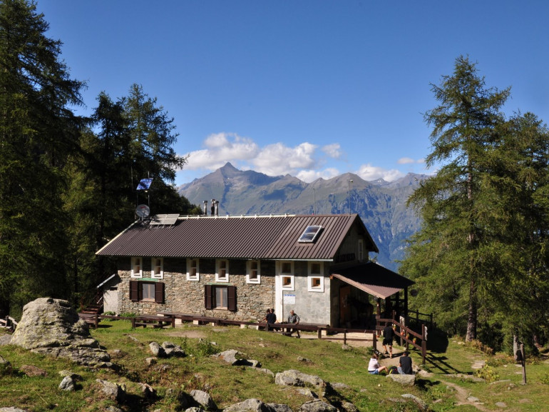 The ecofriendly alpine refuge Toesca, in the heart of the Orsiera Rocciavrè Natural Park, Turin, Italy