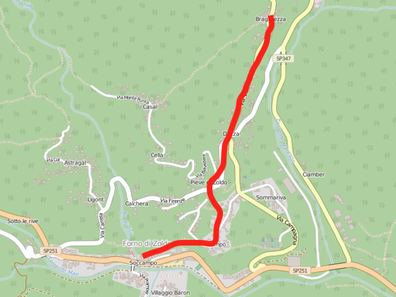 Karte kürzeste Strecke in Val di Zoldo