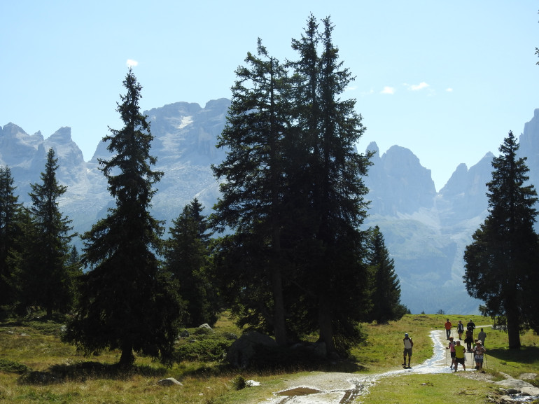 Hikers in Ritort path, Adamello Brenta Natural Park