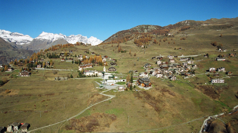 View of the Alpine Pearl of Chamois and La Magdeleine